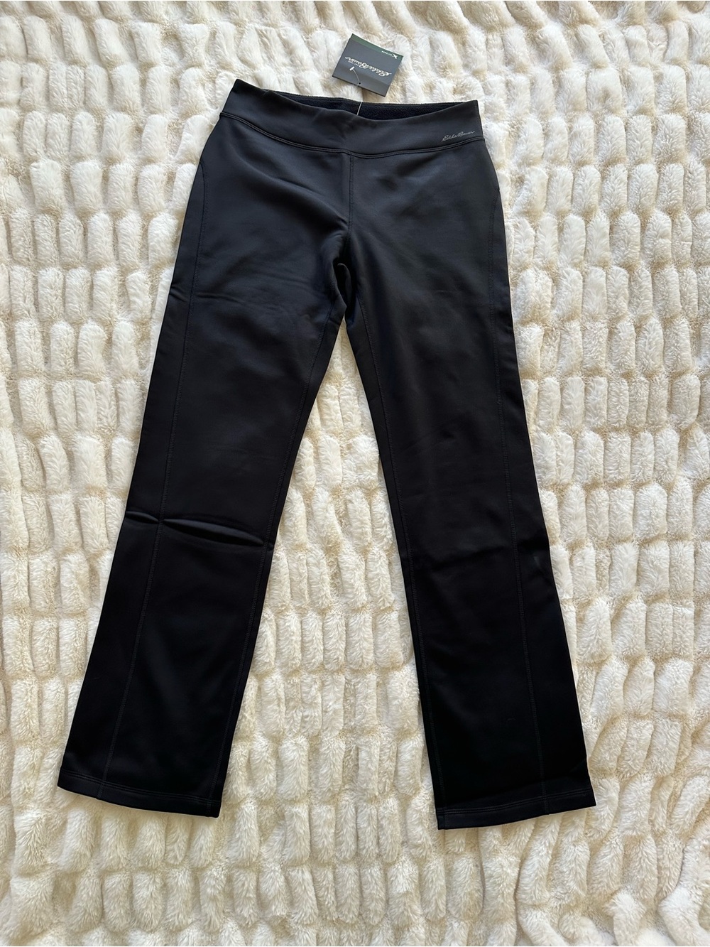 Eddie Bauer Black Boot-Cut Fleece-lined Key Pocket Waistband Active Pants